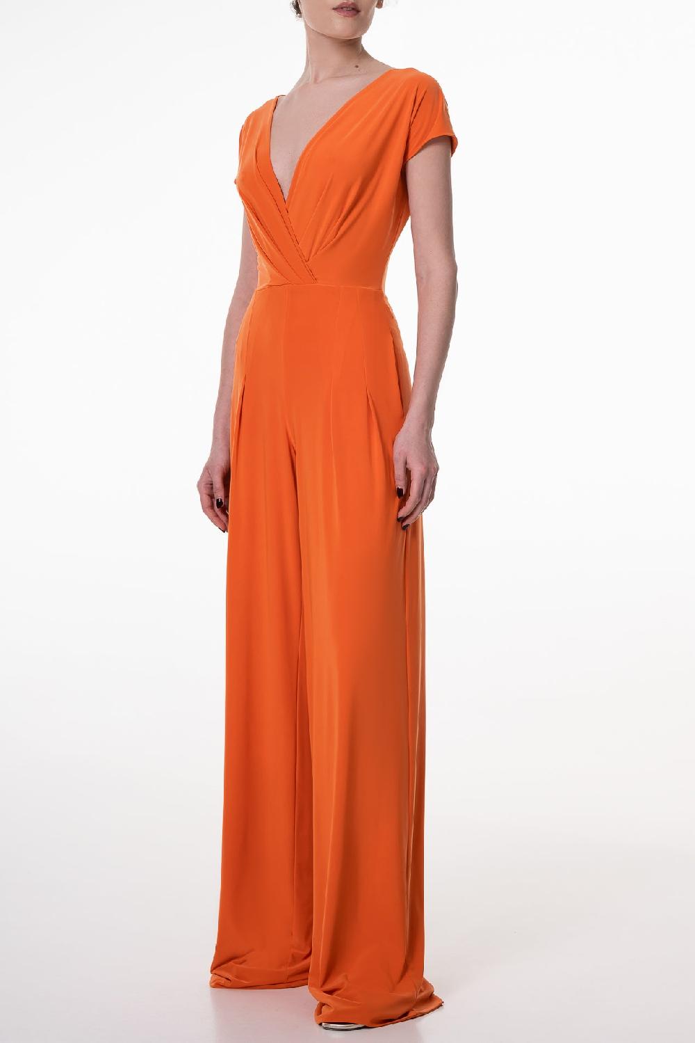 Rhea Costa Joan Hot Orange Jersey Jumpsuit