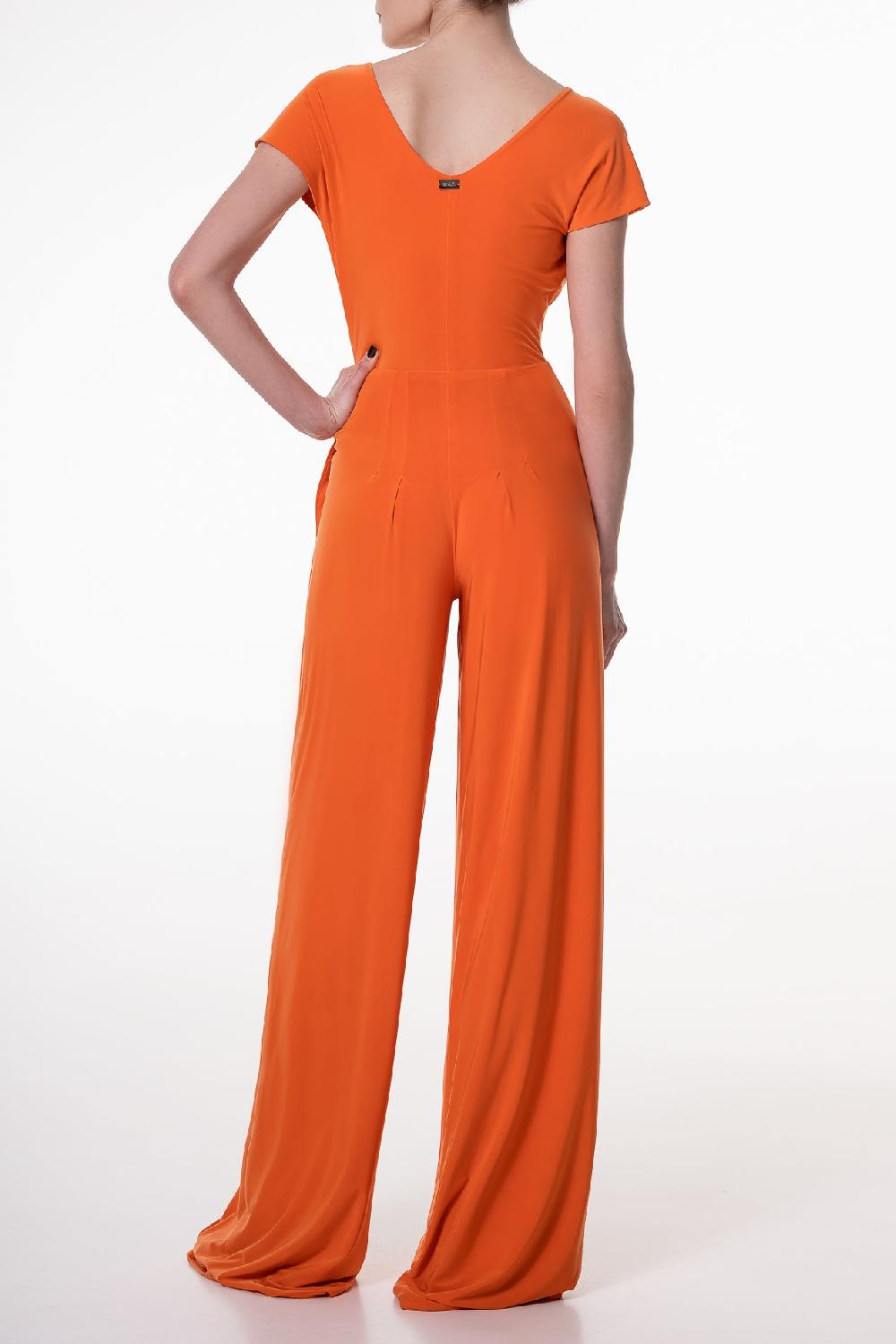 Rhea Costa Joan Hot Orange Jersey Jumpsuit