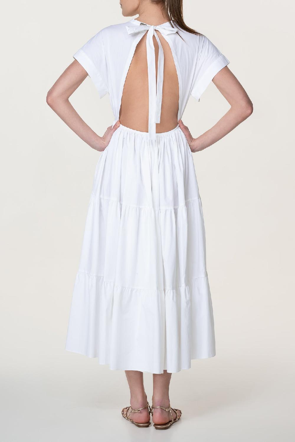Rhea Costa Joy Open Back Cotton Dress In Ivory