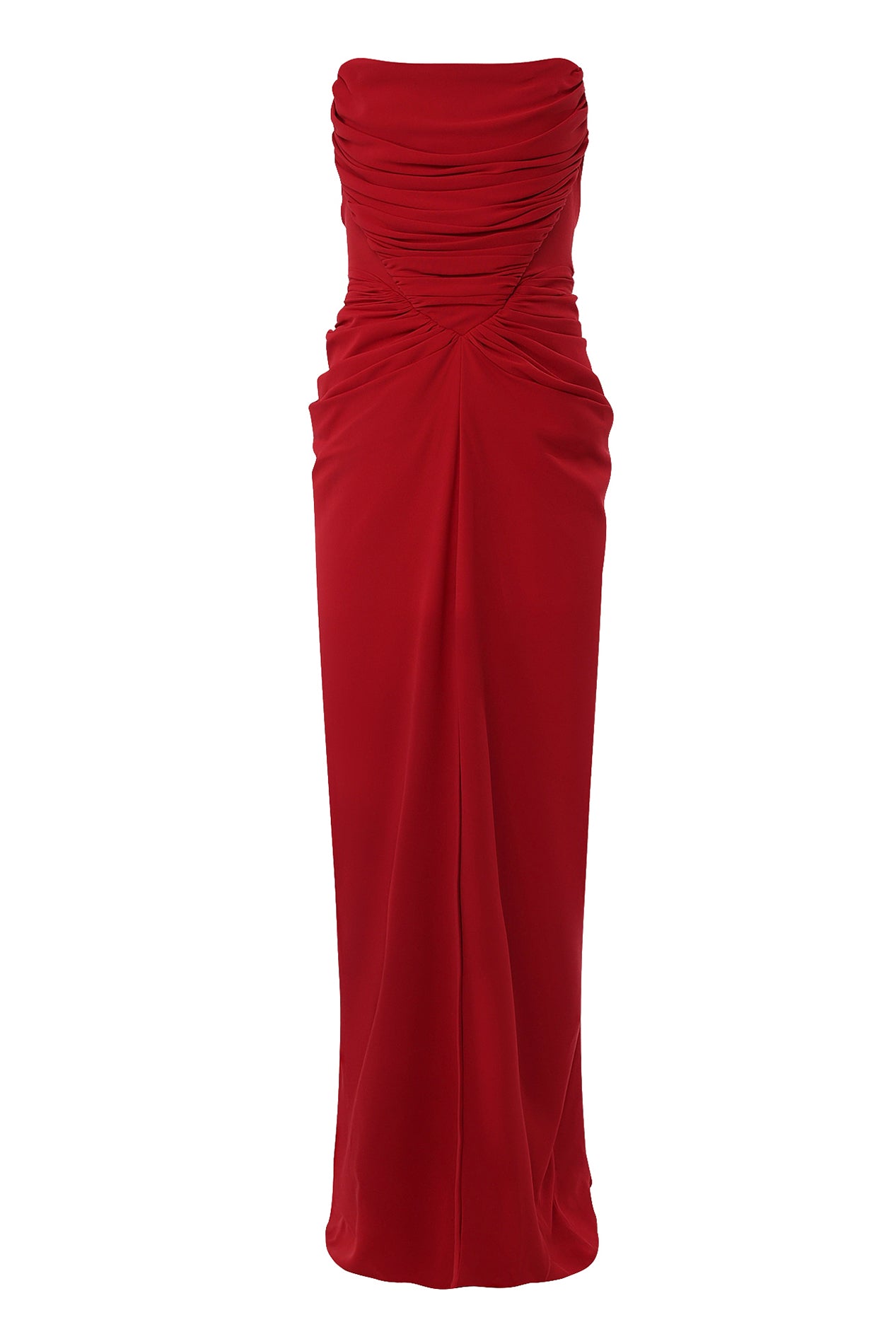 rhea costa Kala Crepe Long Dress In Ruby-Red