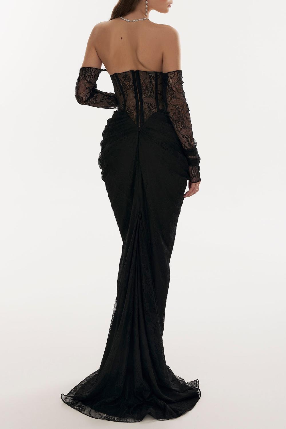 Rhea Costa Kala Lace Dress In Black