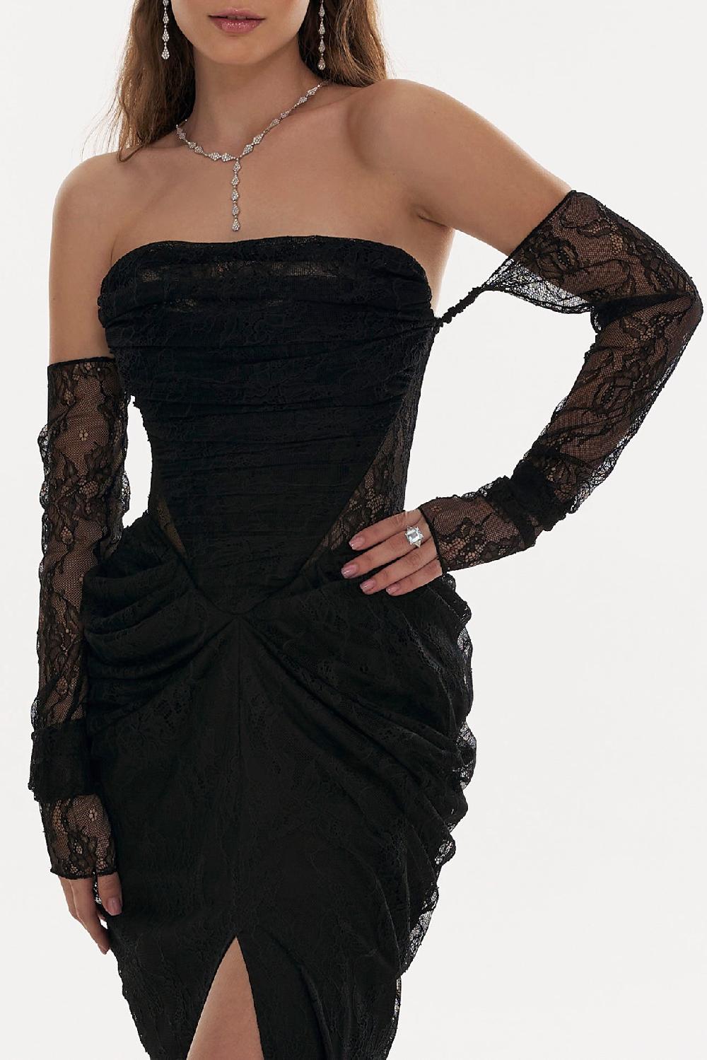 Rhea Costa Kala Lace Dress In Black