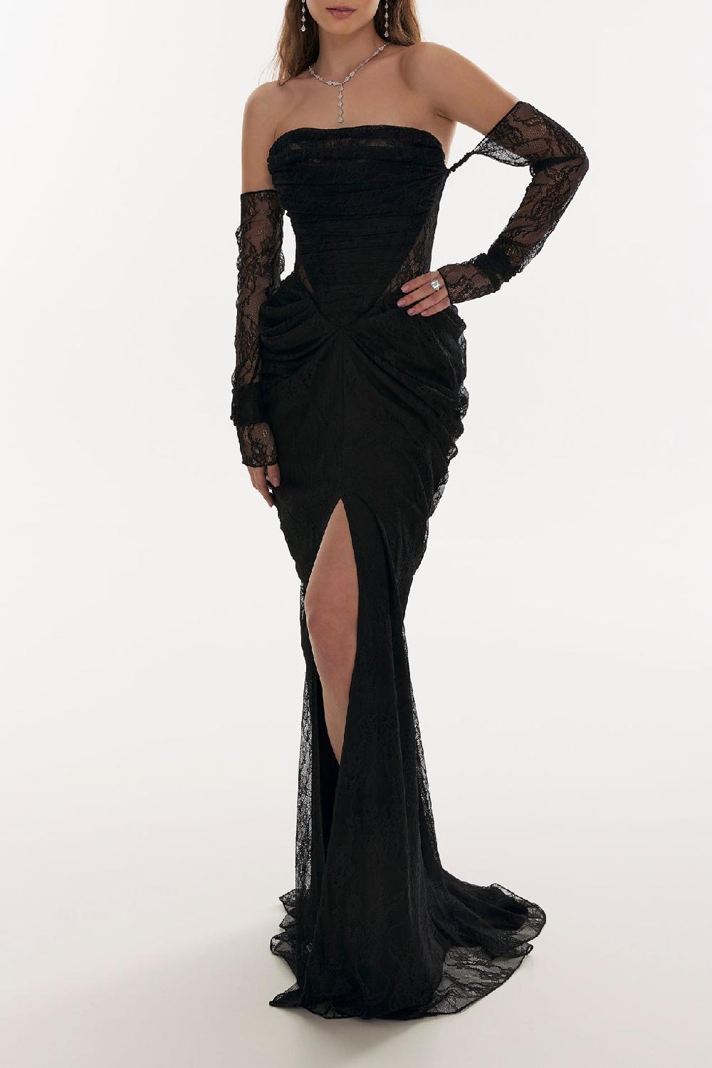 Rhea Costa Kala Lace Dress In Black