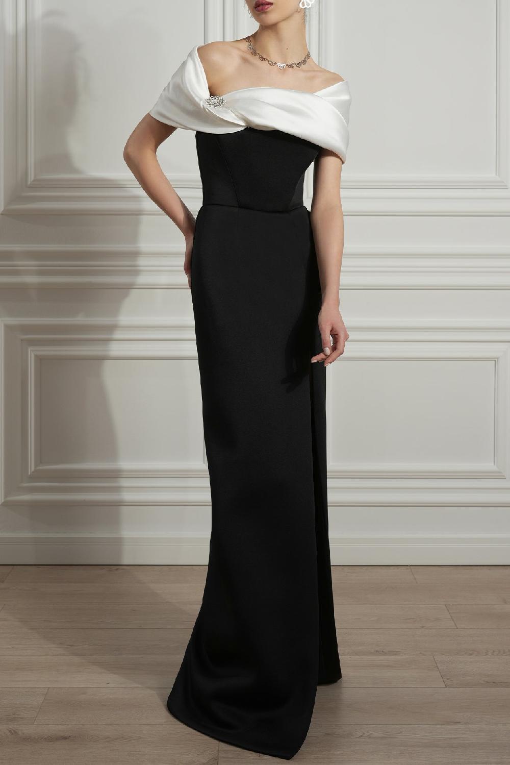 rhea costa Kaly Black and White Scuba Dress