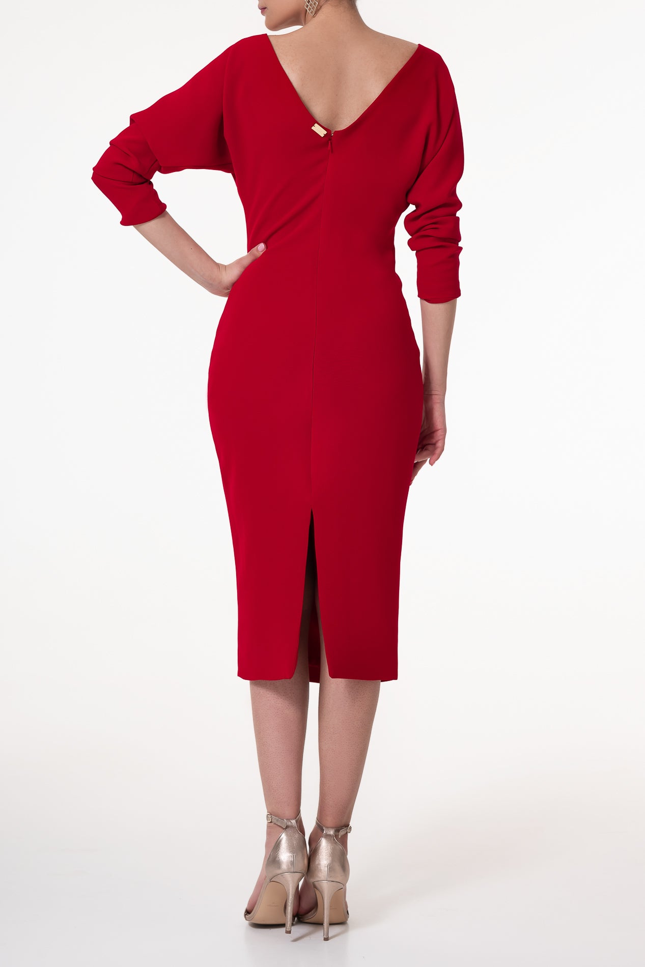 Rhea Costa Kate Crepe Midi Dress In Red