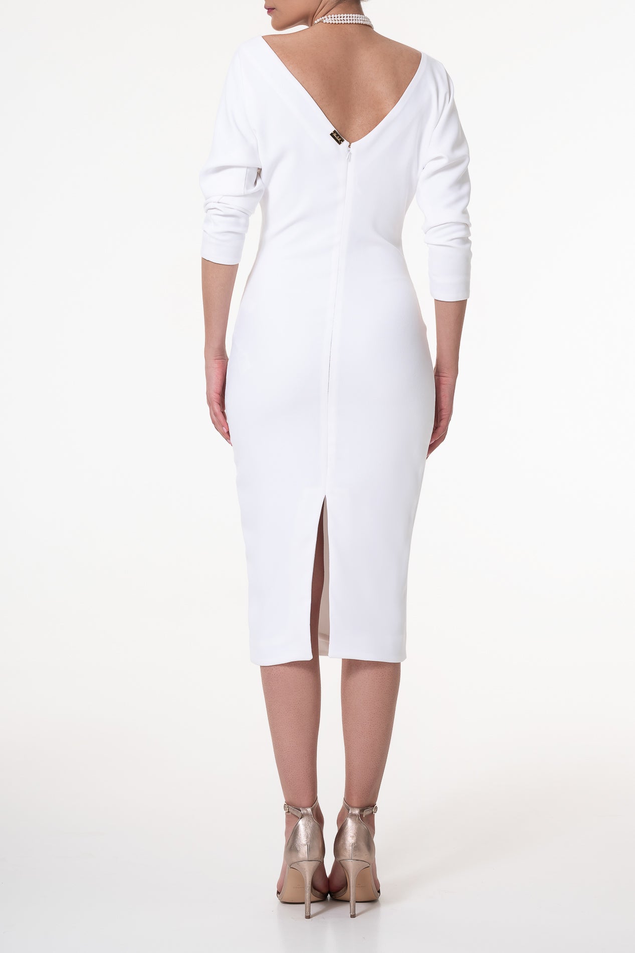 Rhea Costa Kate Crepe Midi Dress In White