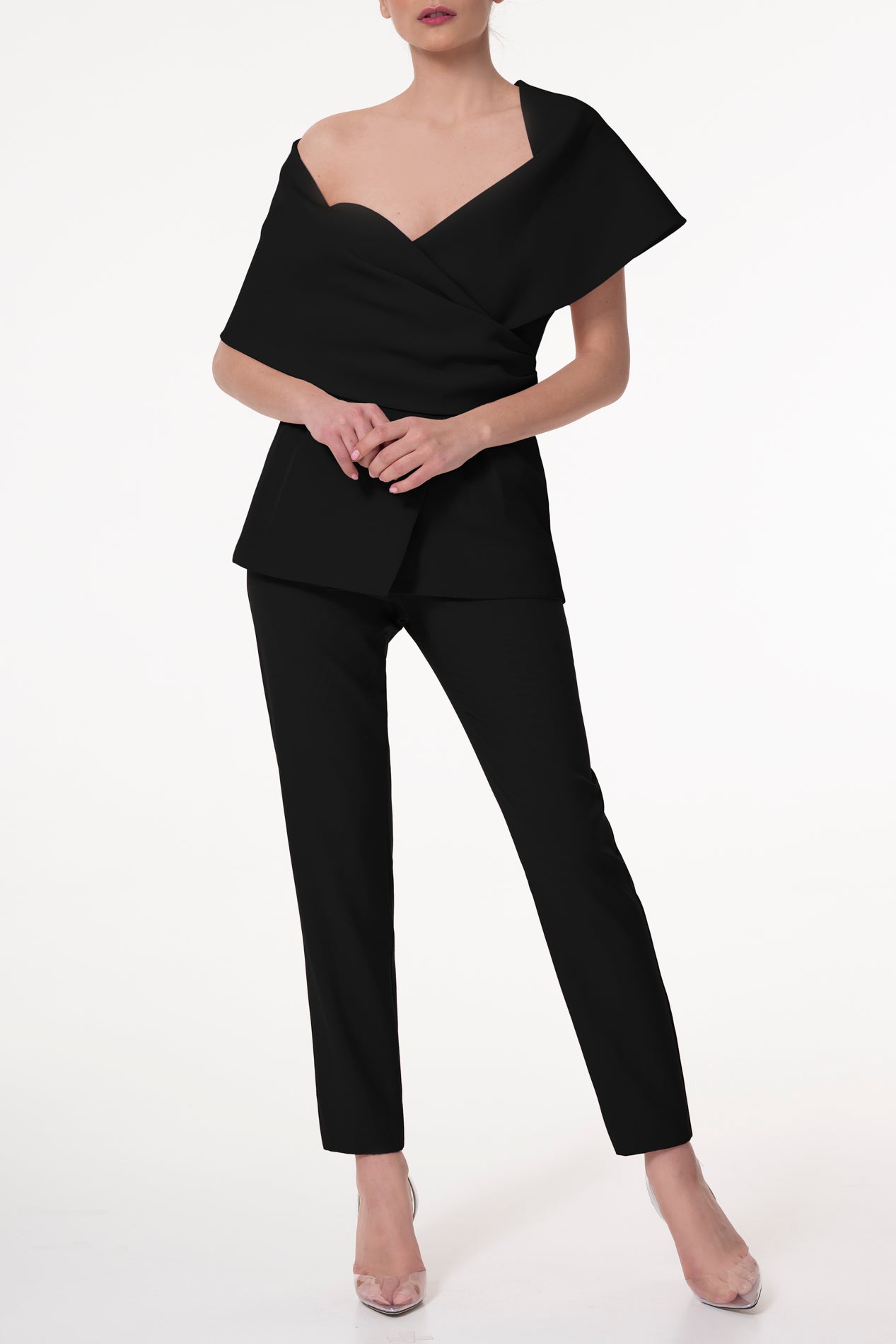 Rhea Costa Kavya Crepe Top In Black