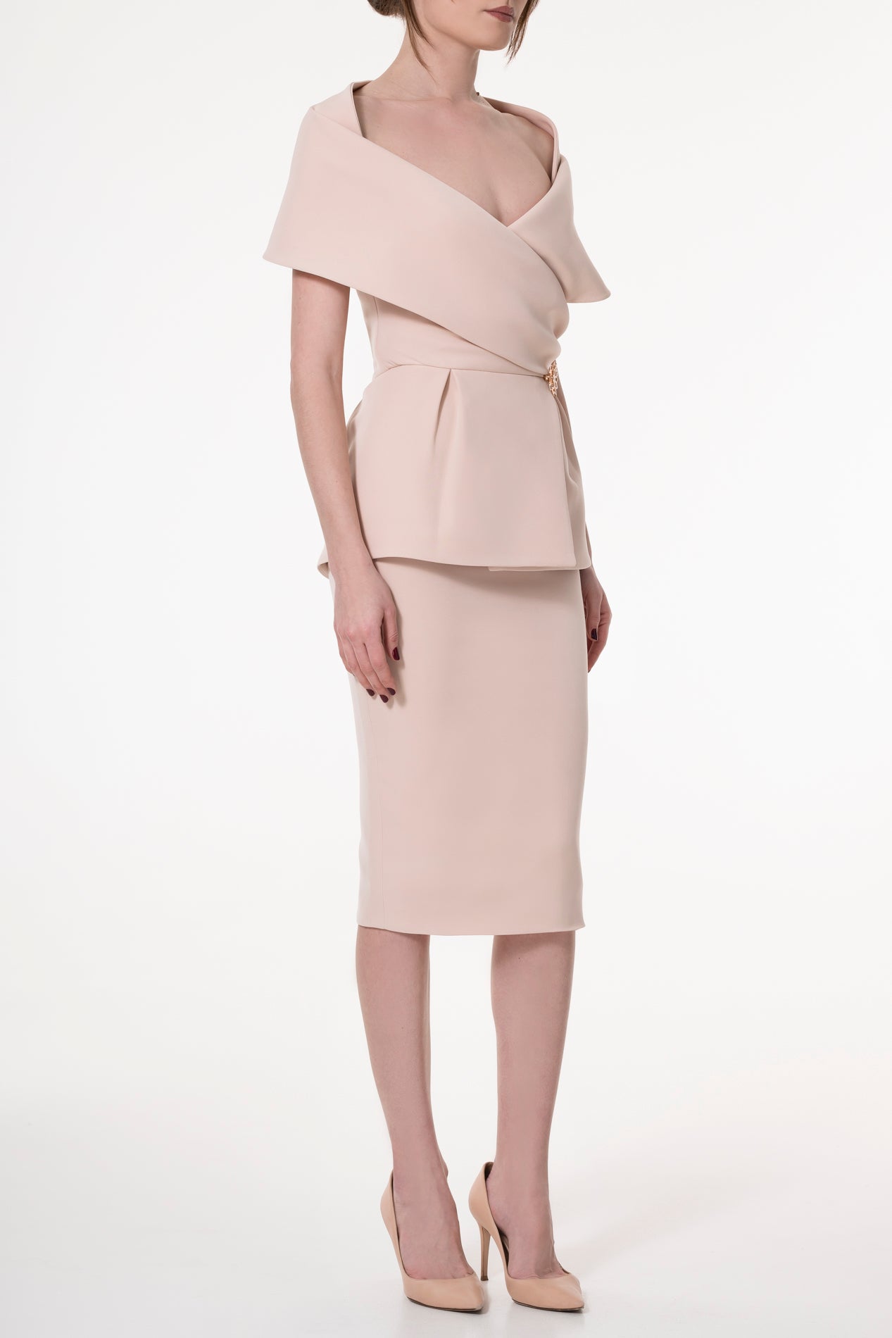 Rhea Costa Kavya Crepe Top In Nude Rose