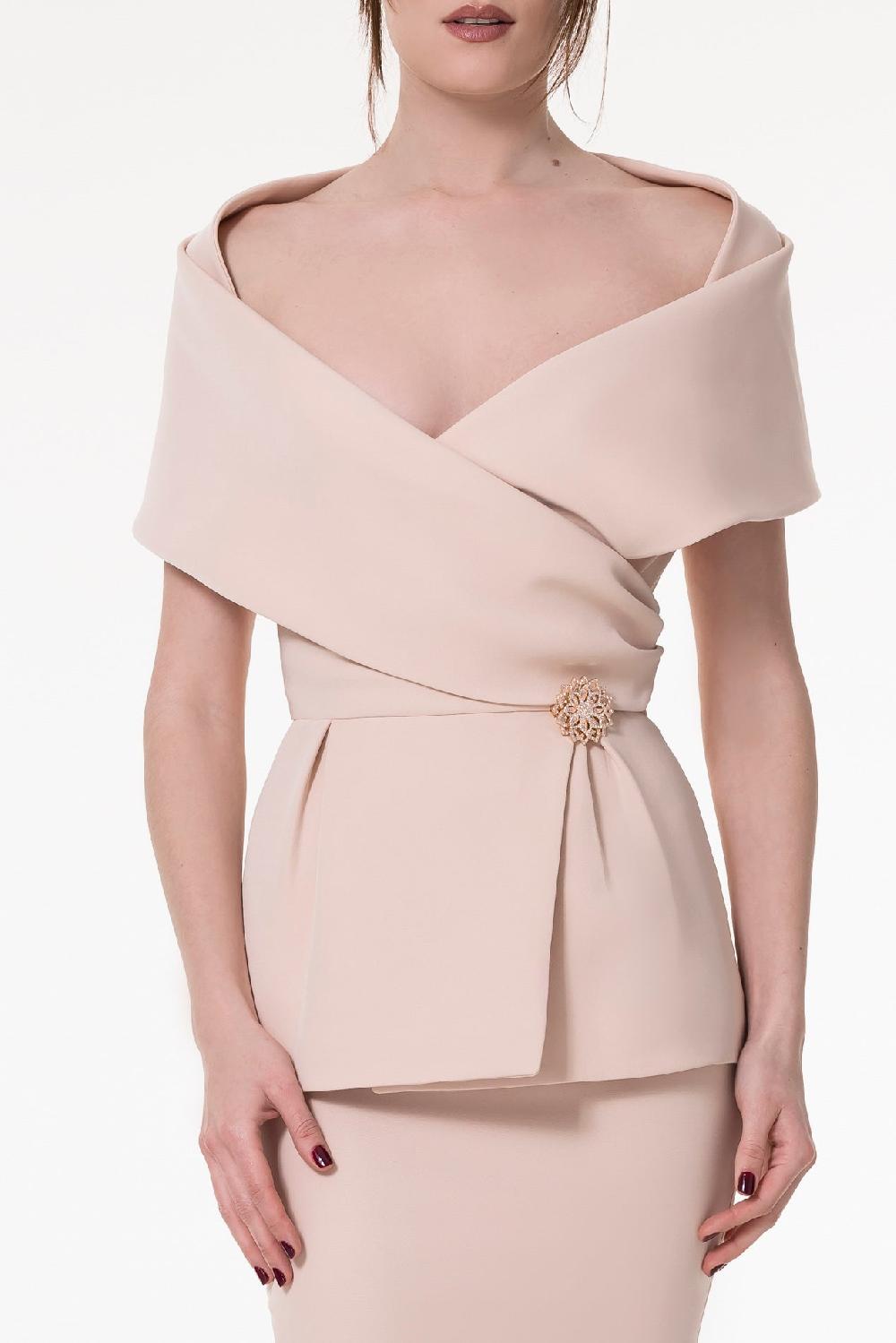 rhea costa Kavya Crepe Top In Nude Rose