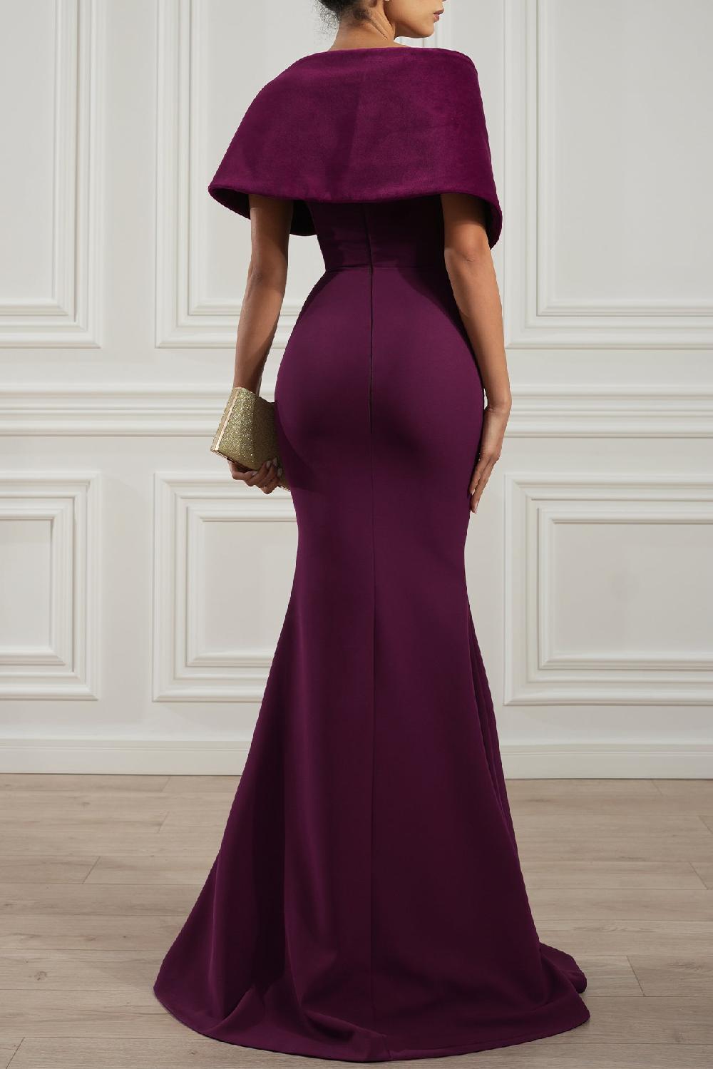 Rhea Costa Kavya Crepe Velvet Gown In Dark-Purple