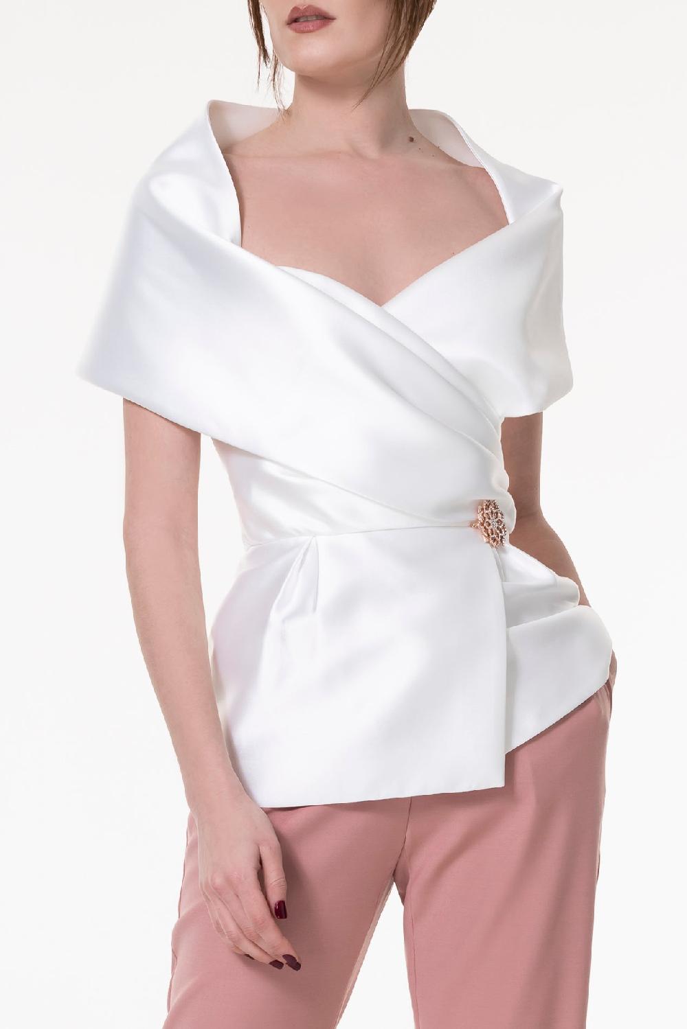 rhea costa Kavya Mikado Top In White