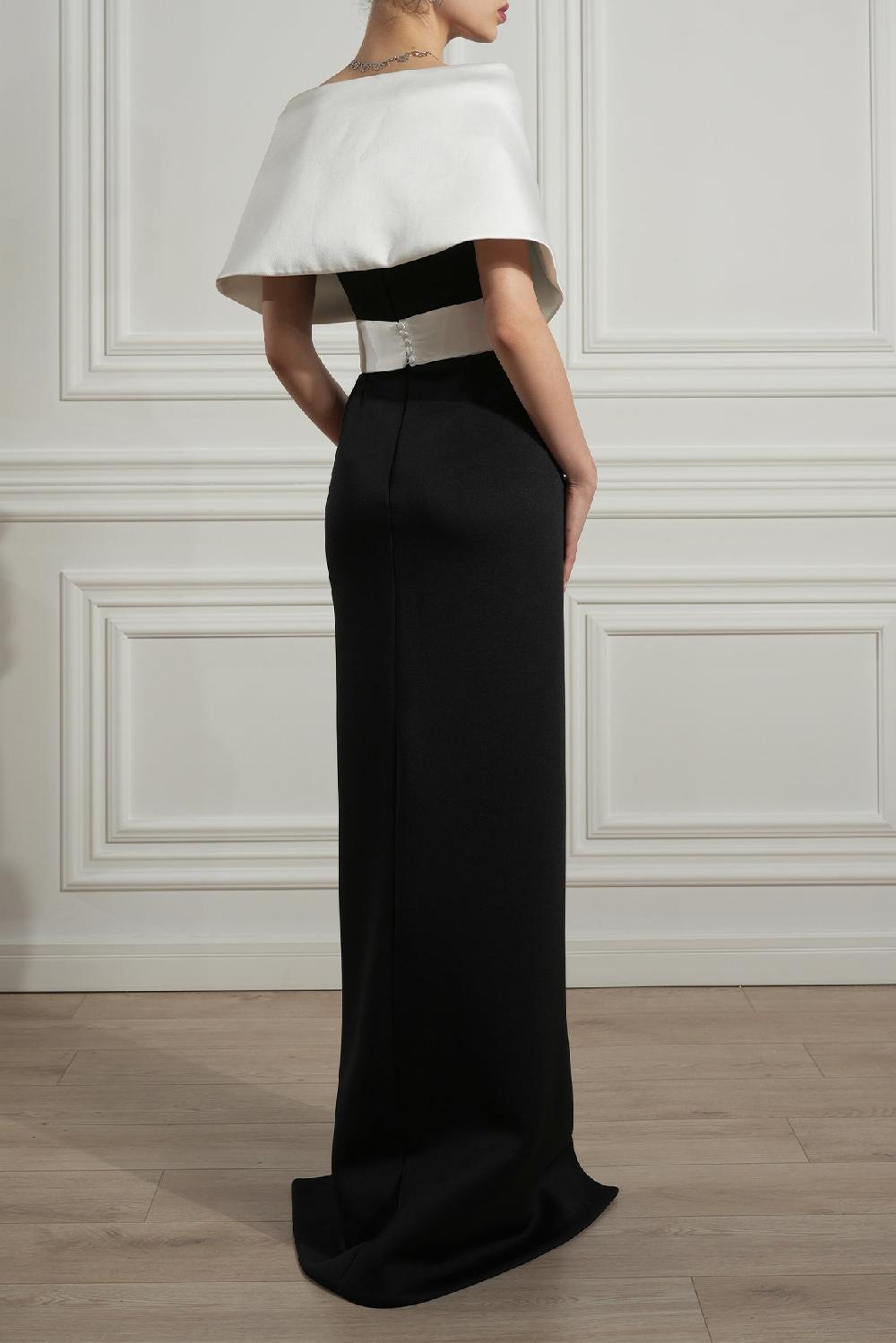 Rhea Costa Khalesi Scuba Dress In Black-White