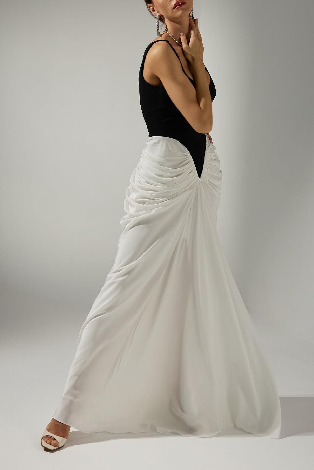 Rhea Costa Kiara Long Dress In Black-White