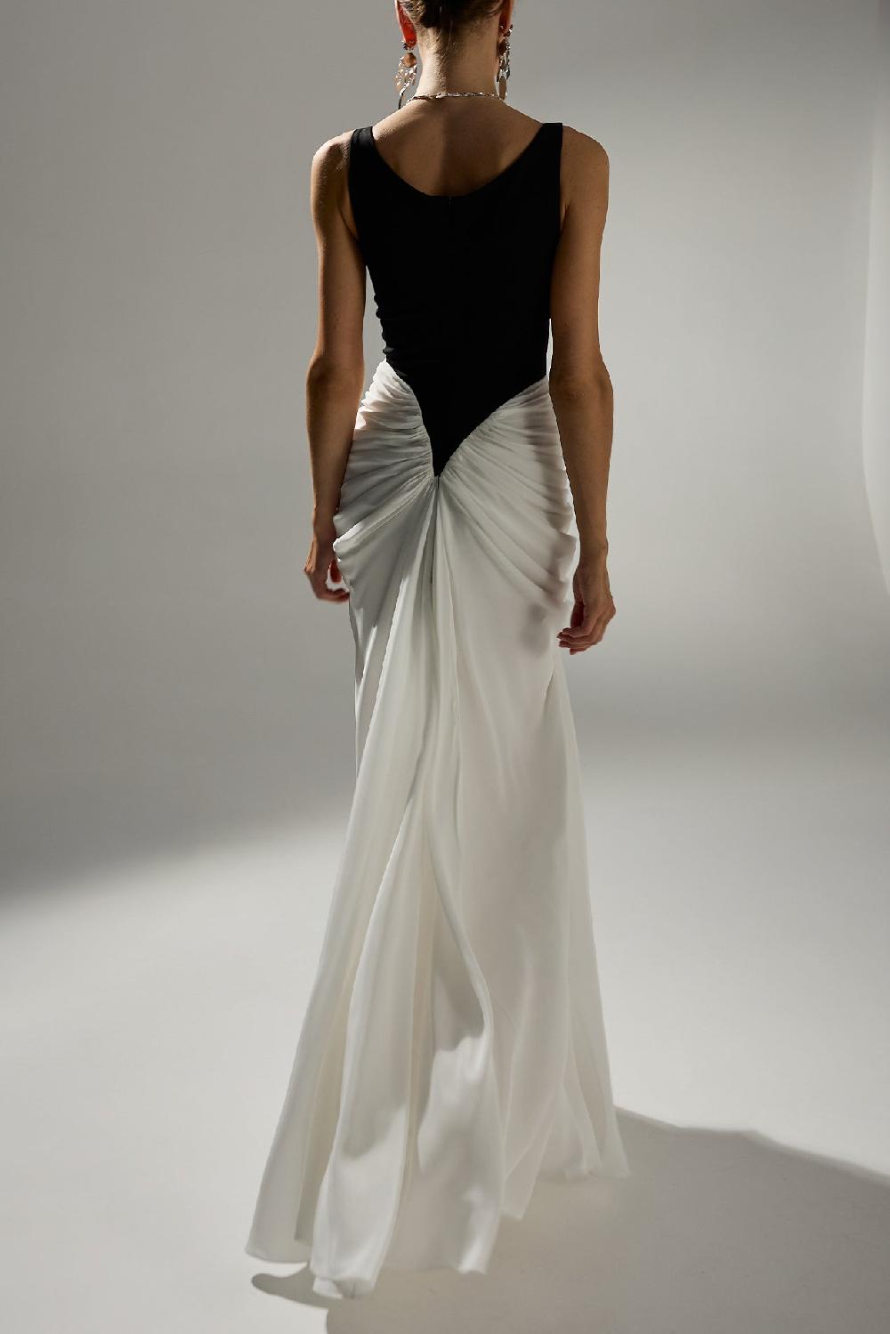 Rhea Costa Kiara Long Dress In Black-White
