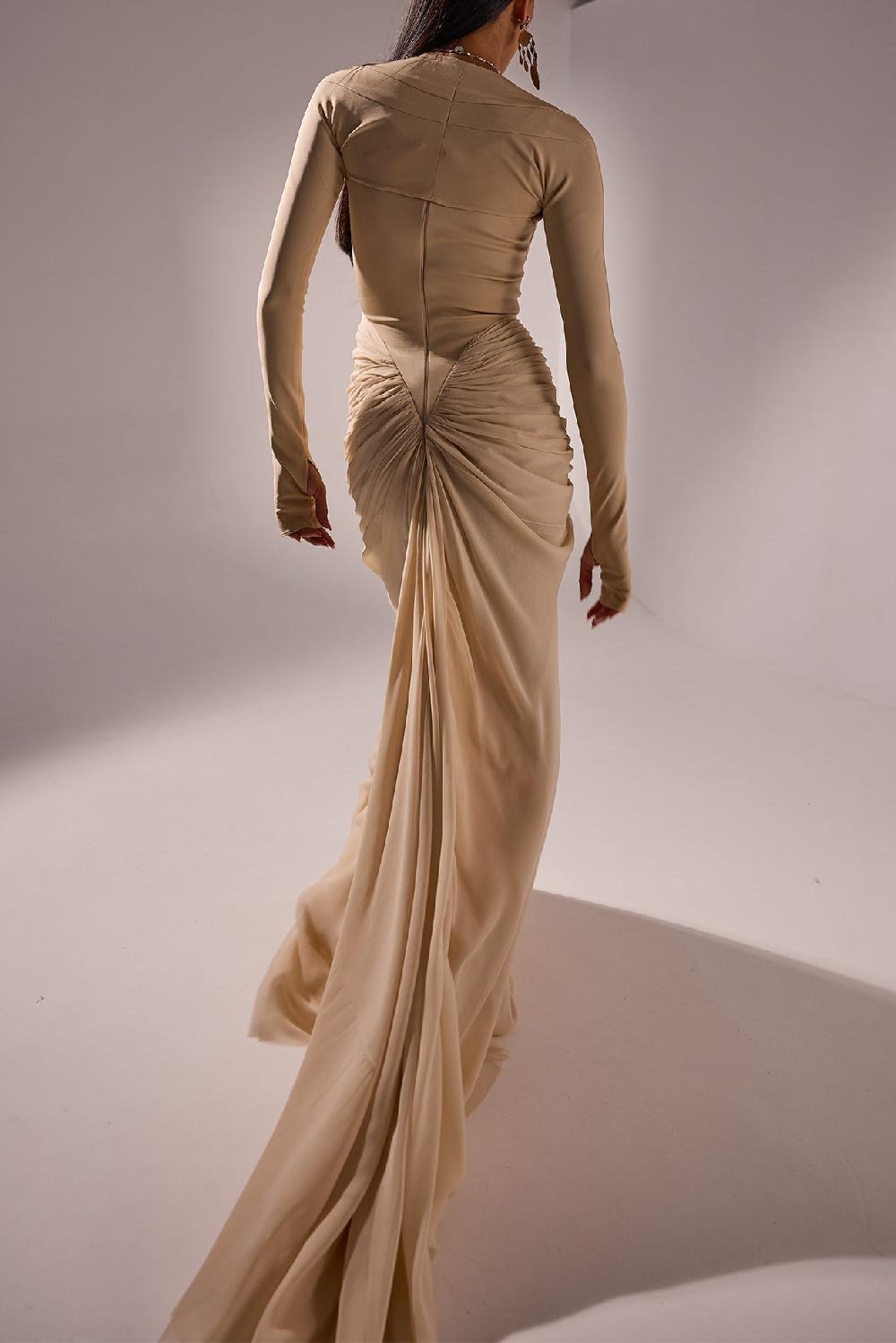 Rhea Costa Kiara Long Dress In Nude
