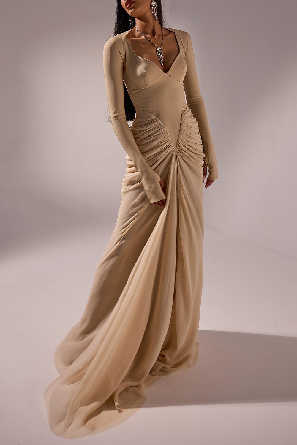rhea costa Kiara Long Dress In Nude