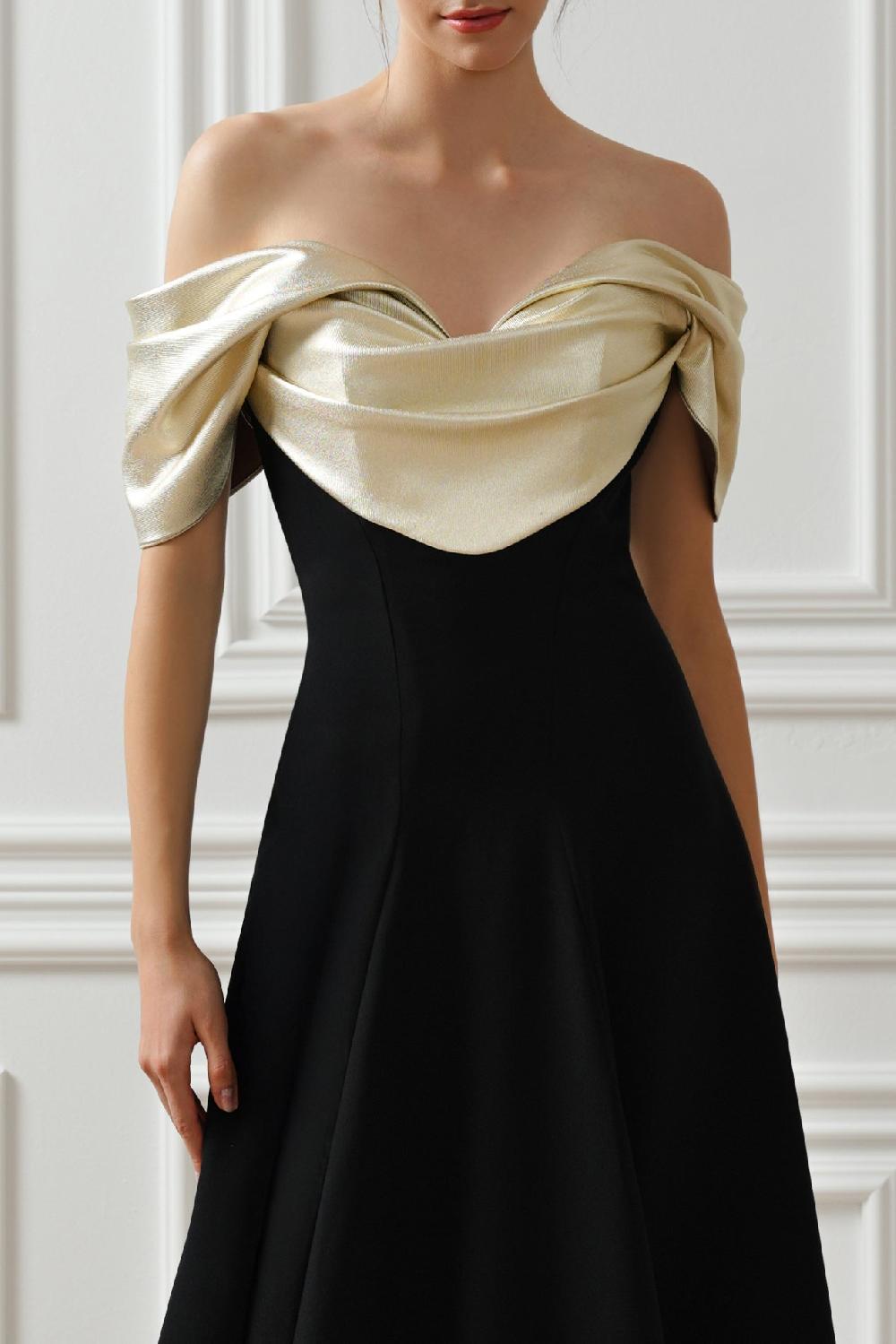 Rhea Costa Kylie Long Dress In Black-Gold