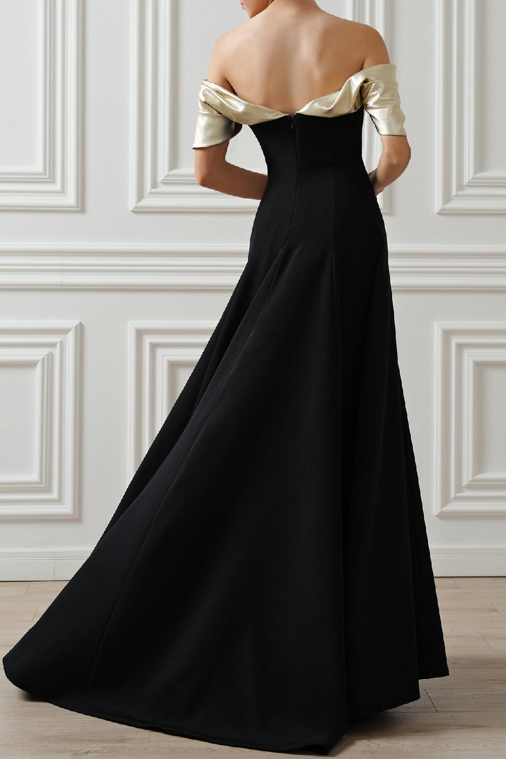 Rhea Costa Kylie Long Dress In Black-Gold