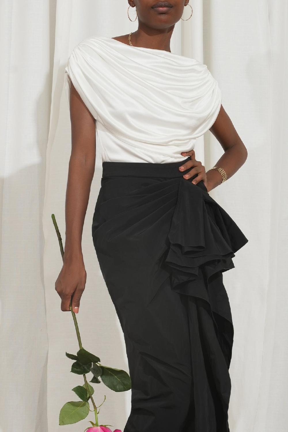 rhea costa Leah Jersey Top In Off-White