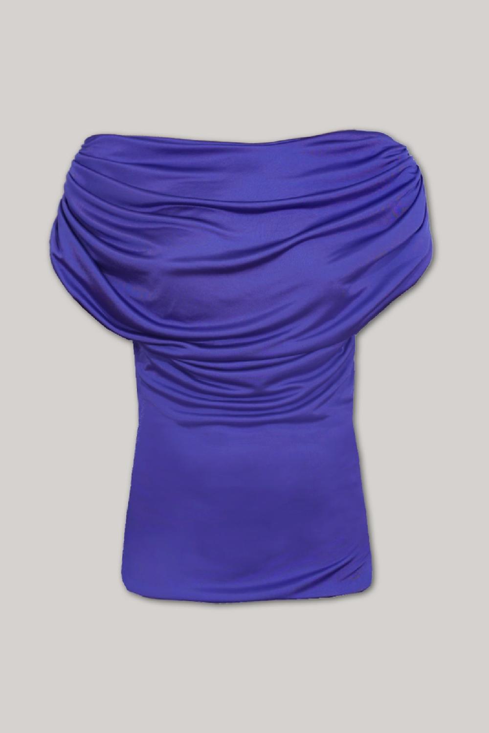 rhea costa Leah Jersey Top In Royal Blue