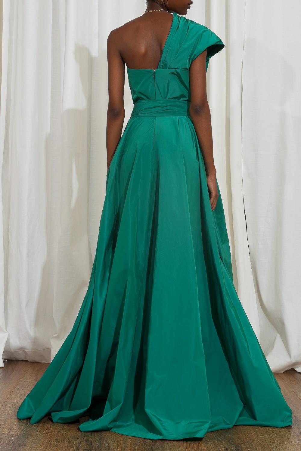 Rhea Costa Leen Asymmetrical Taffeta Gown