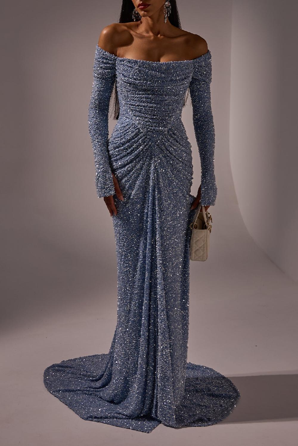 rhea costa Lorene Dress In Sky-Blue