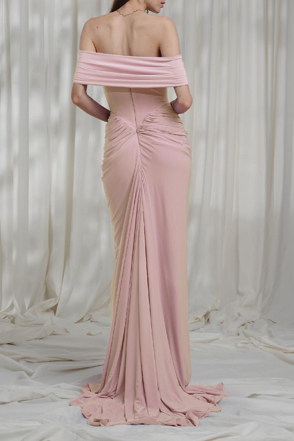 Rhea Costa Lorene Jersey Dress In Blush