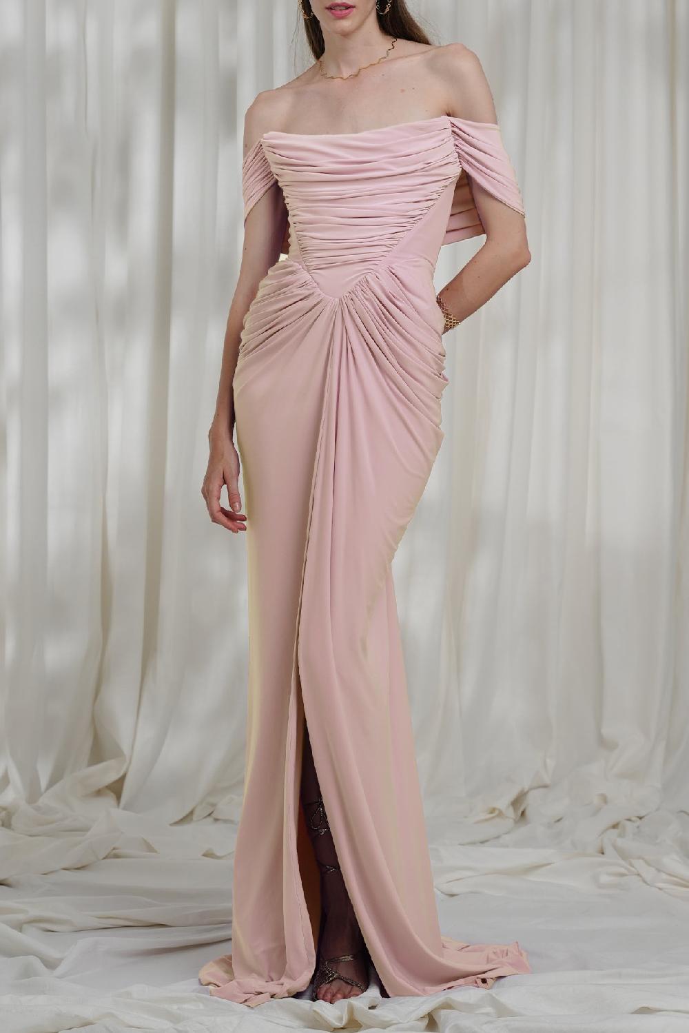 rhea costa Lorene Jersey Dress In Blush