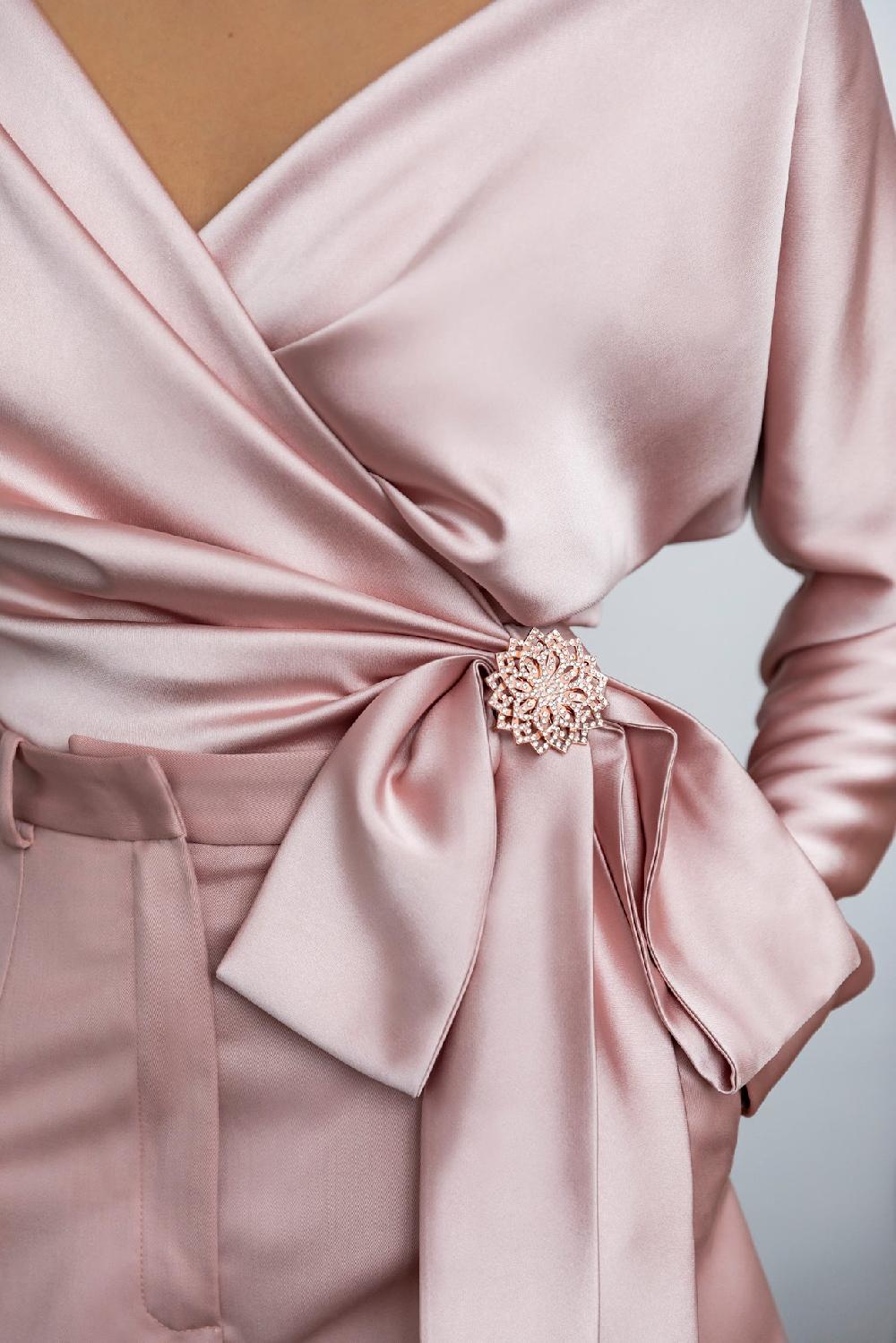 Rhea Costa Lotus Brooch - Rose-Gold With Crystals