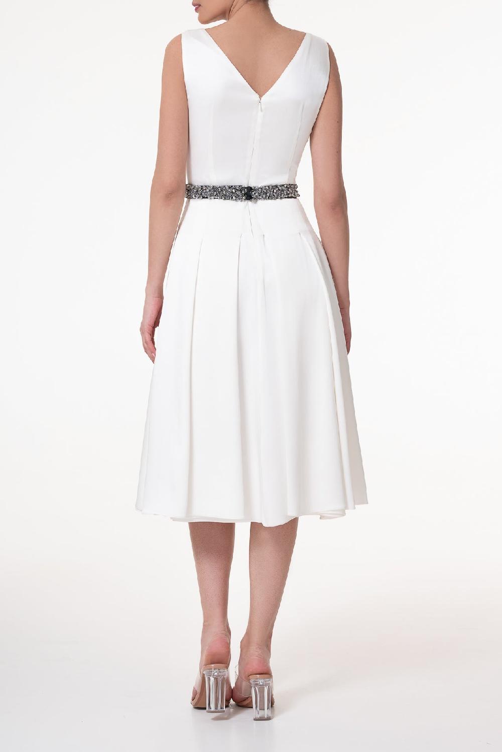 Rhea Costa Marilyn Satin Midi Dress In Ivory