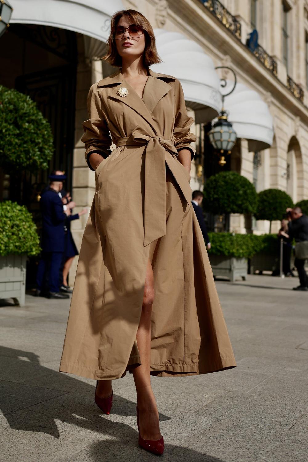 rhea costa Marlene Trench Coat In Camel