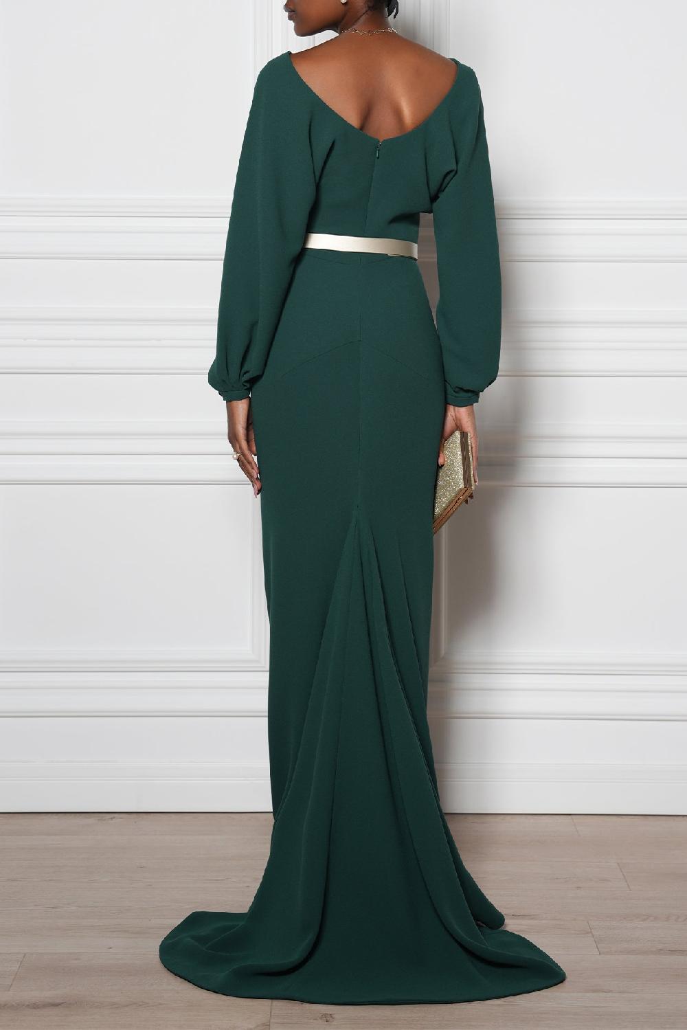 Rhea Costa Michelle Dark Green Long Dress