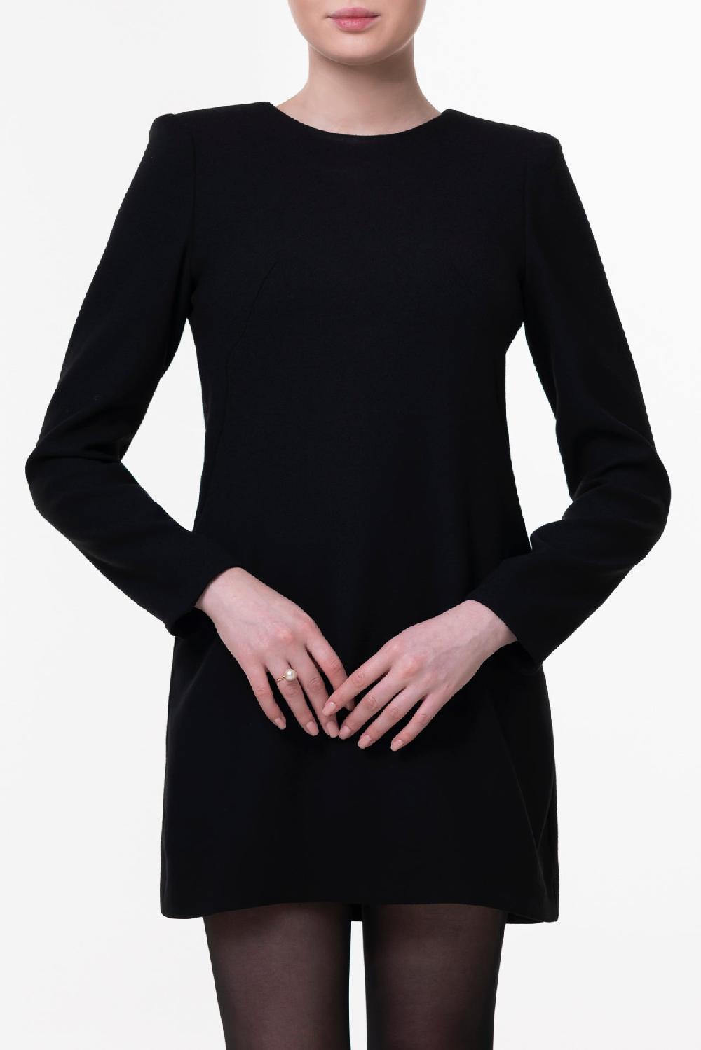 Rhea Costa Minnie A-Line Crepe Dress In Black