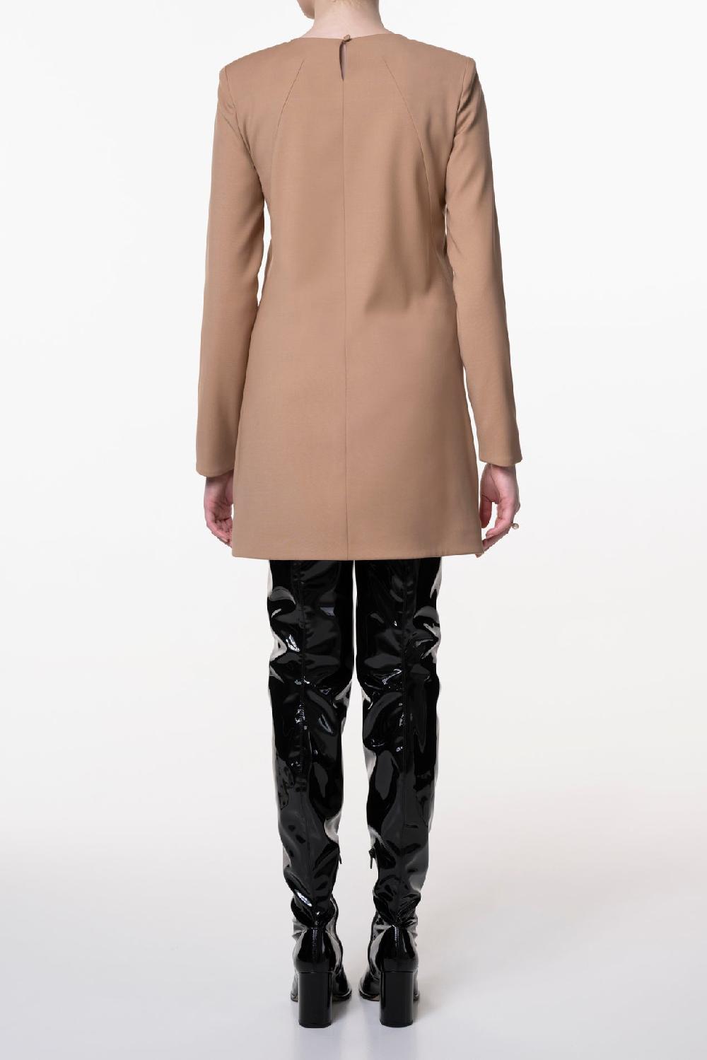 rhea costa Minnie A-Line Crepe Dress In Camel