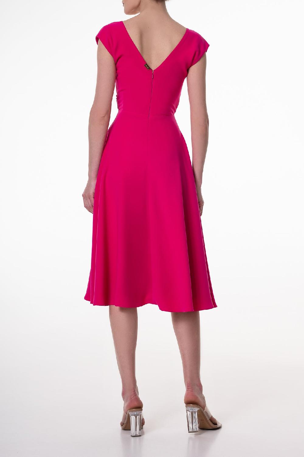 Rhea Costa Monica Raspberry Crepe Midi Dress