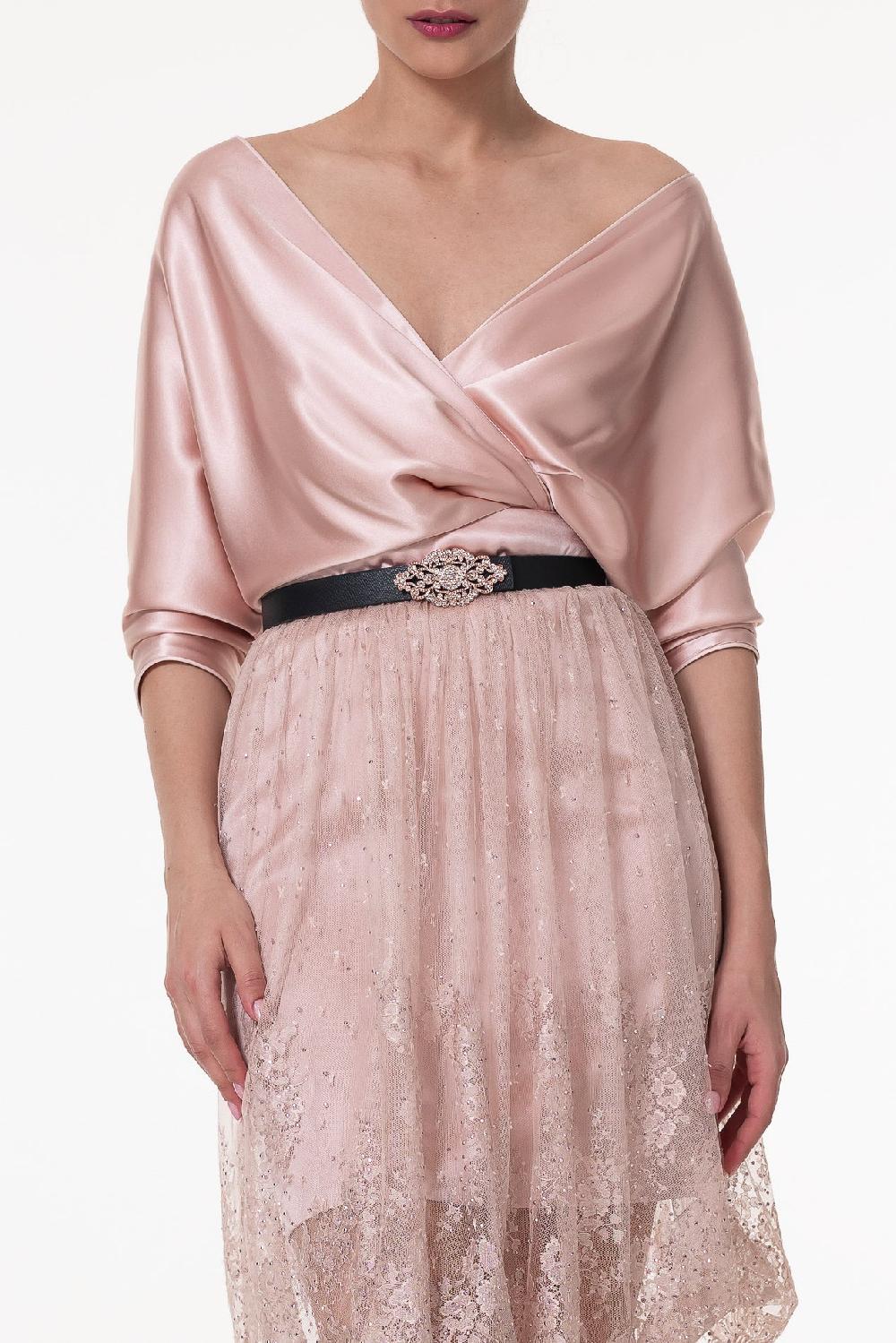 Rhea Costa Natural Silk Skirt With Crystals Rain