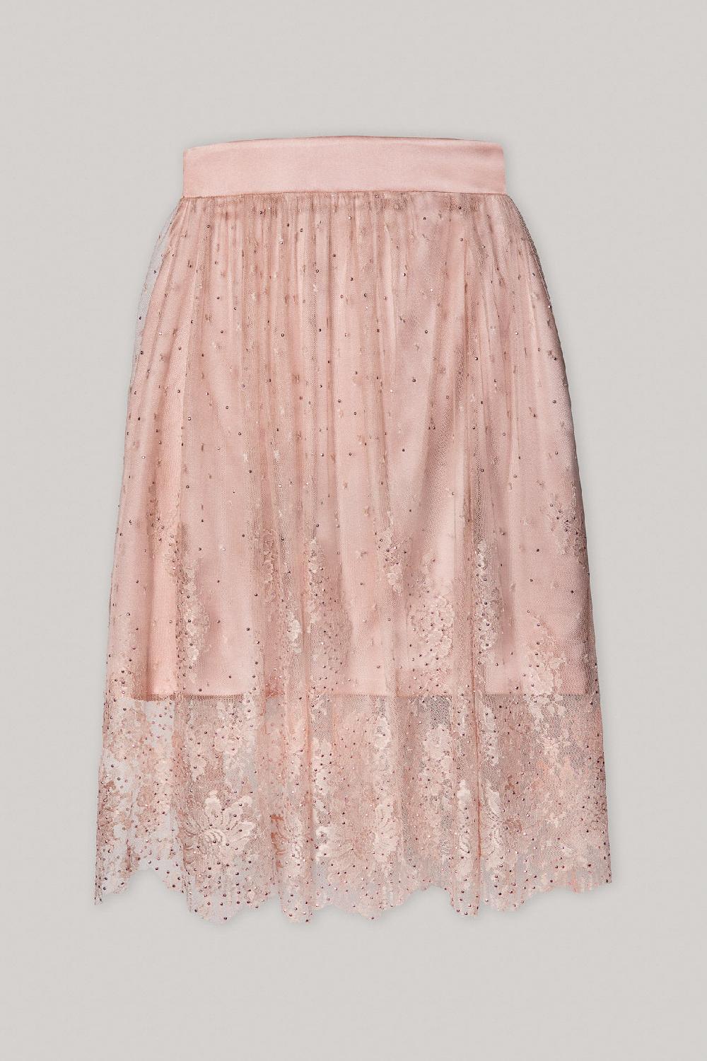 rhea costa Natural Silk Skirt With Crystals Rain