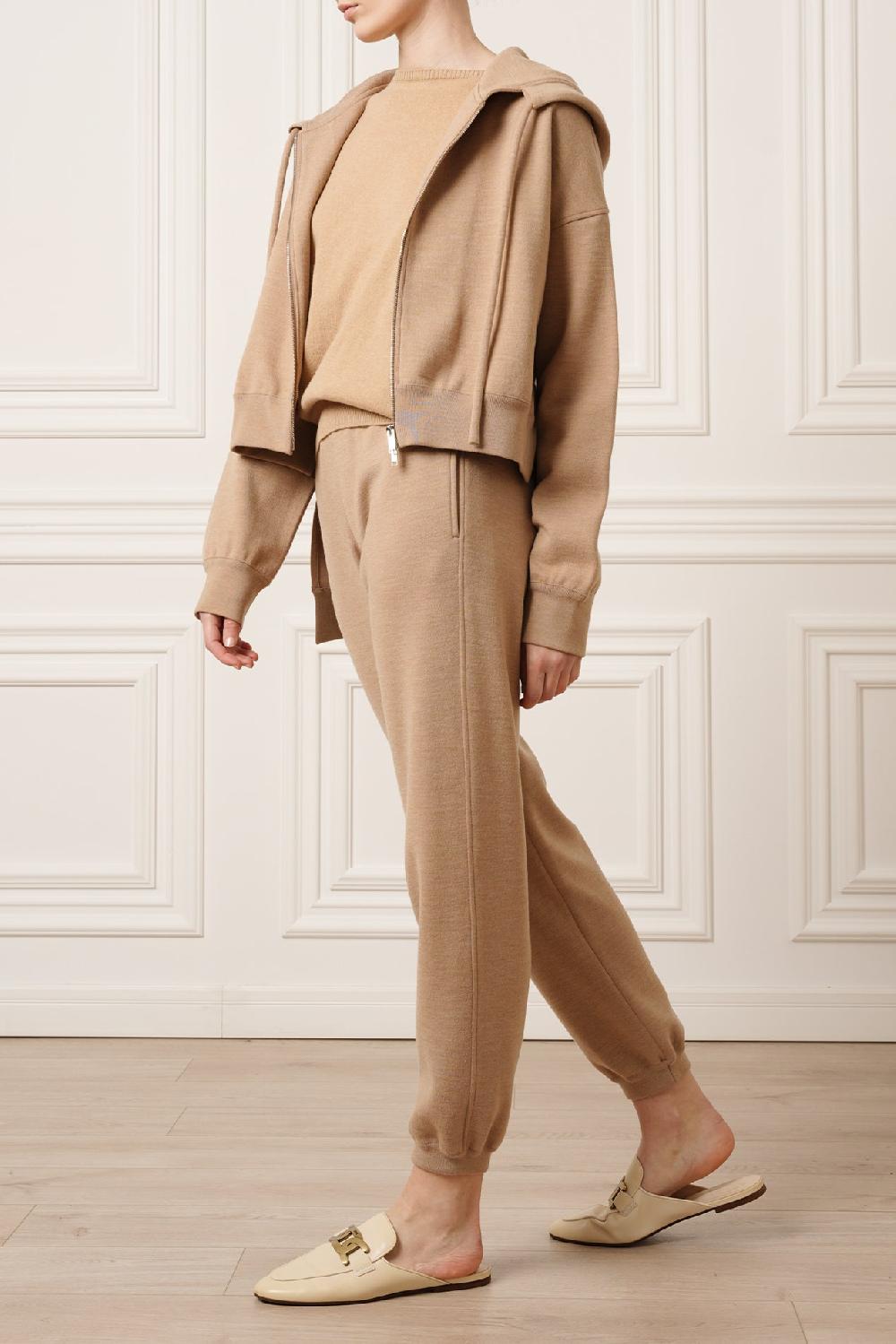 Rhea Costa Nia Jersey Wool Comfort Hoodie In Camel
