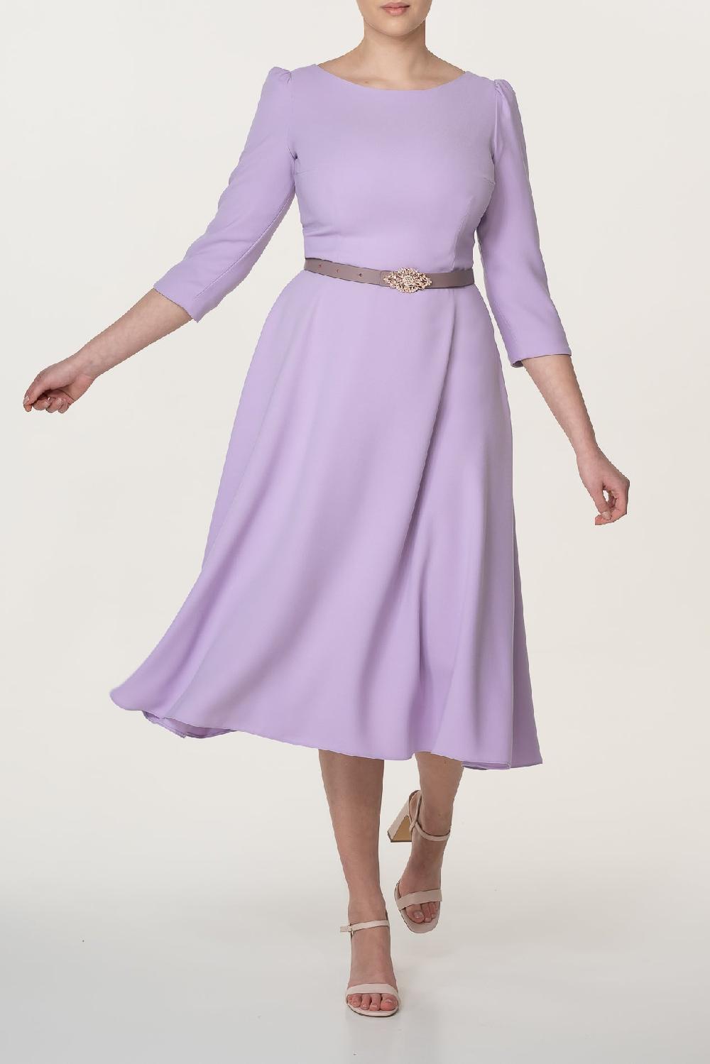rhea costa Nicole Orchid Crepe Midi Dress