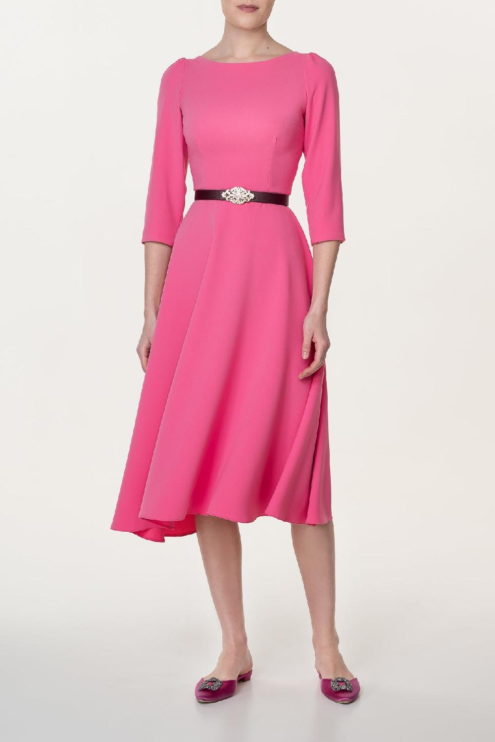 Rhea Costa Nicole Raspberry Crepe Midi Dress