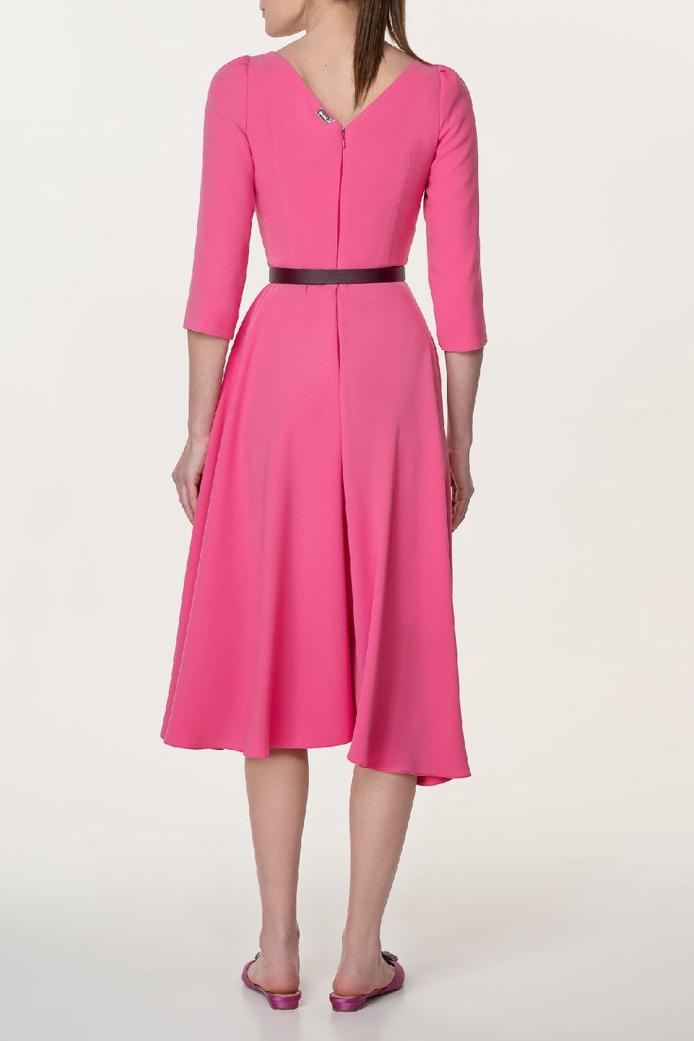 Rhea Costa Nicole Raspberry Crepe Midi Dress