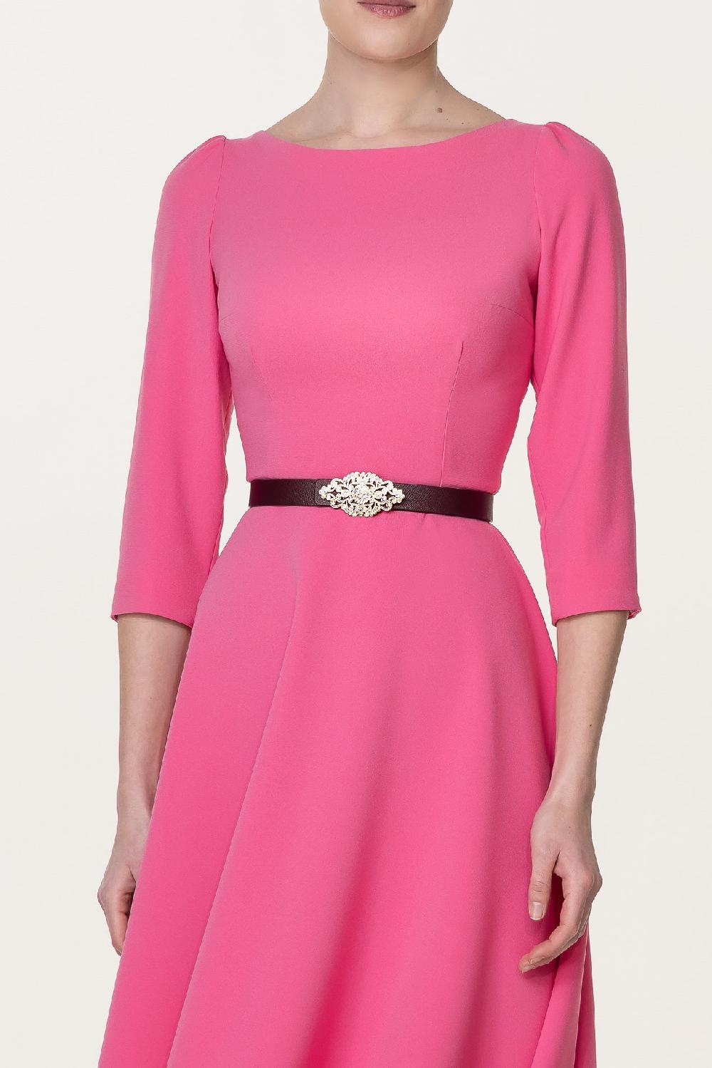 Rhea Costa Nicole Raspberry Crepe Midi Dress