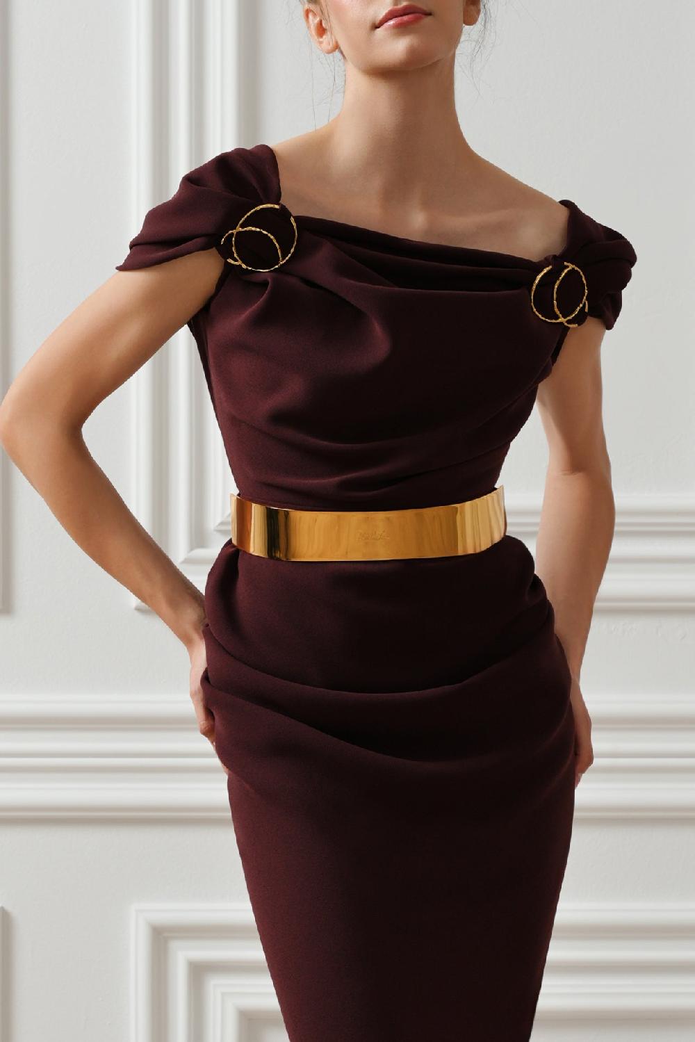 Rhea Costa Nira Long Dress In Burgundy