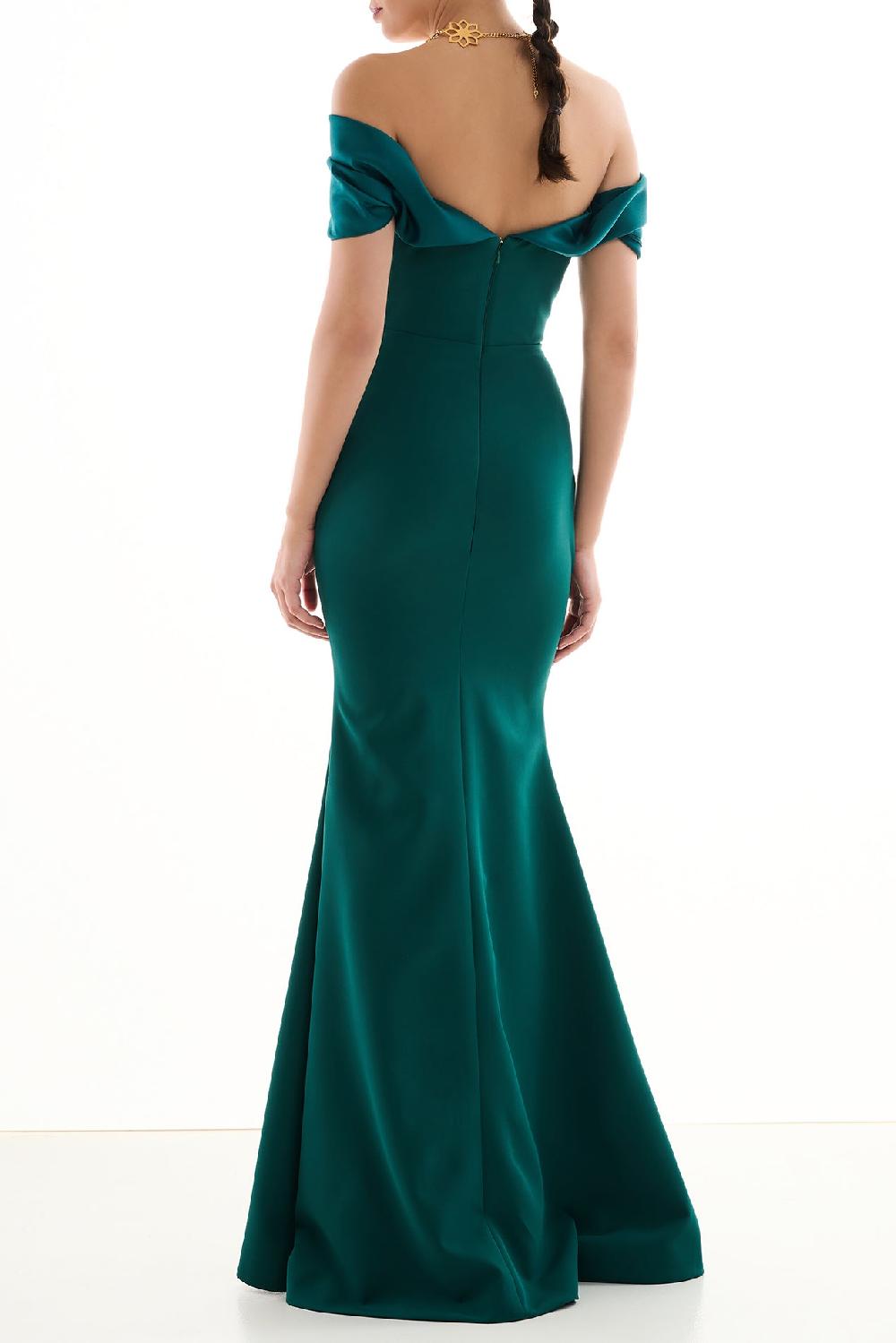 Rhea Costa North Long Dress In Emerald