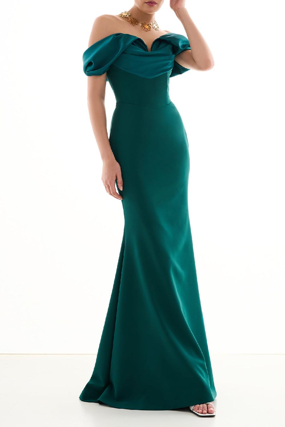 rhea costa North Long Dress In Emerald