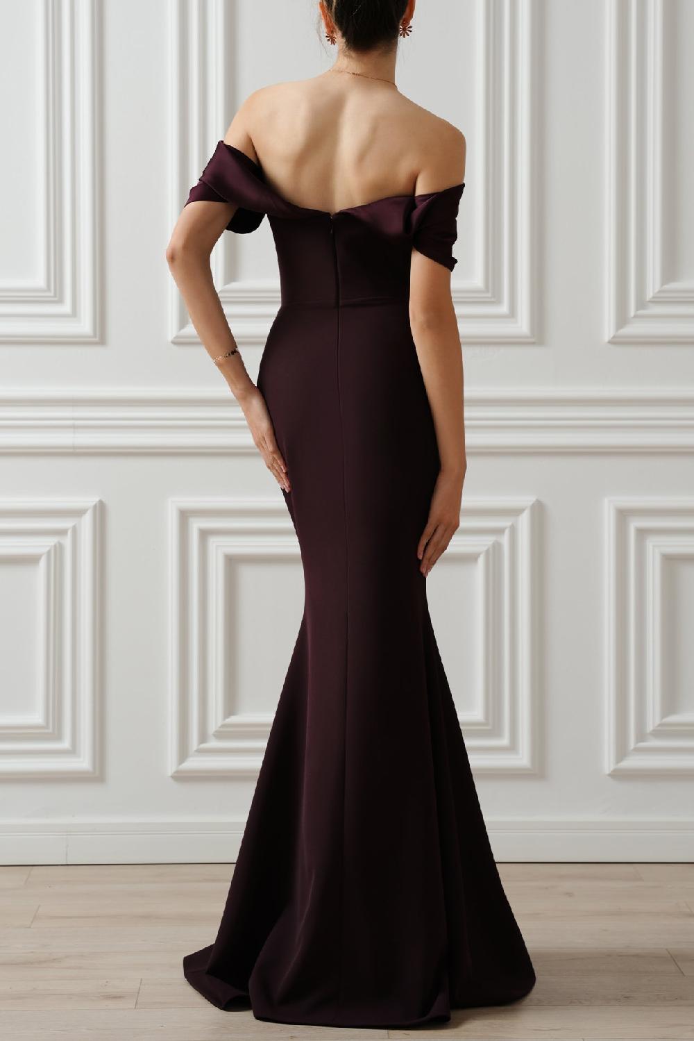 Rhea Costa North Long Dress In Merlot