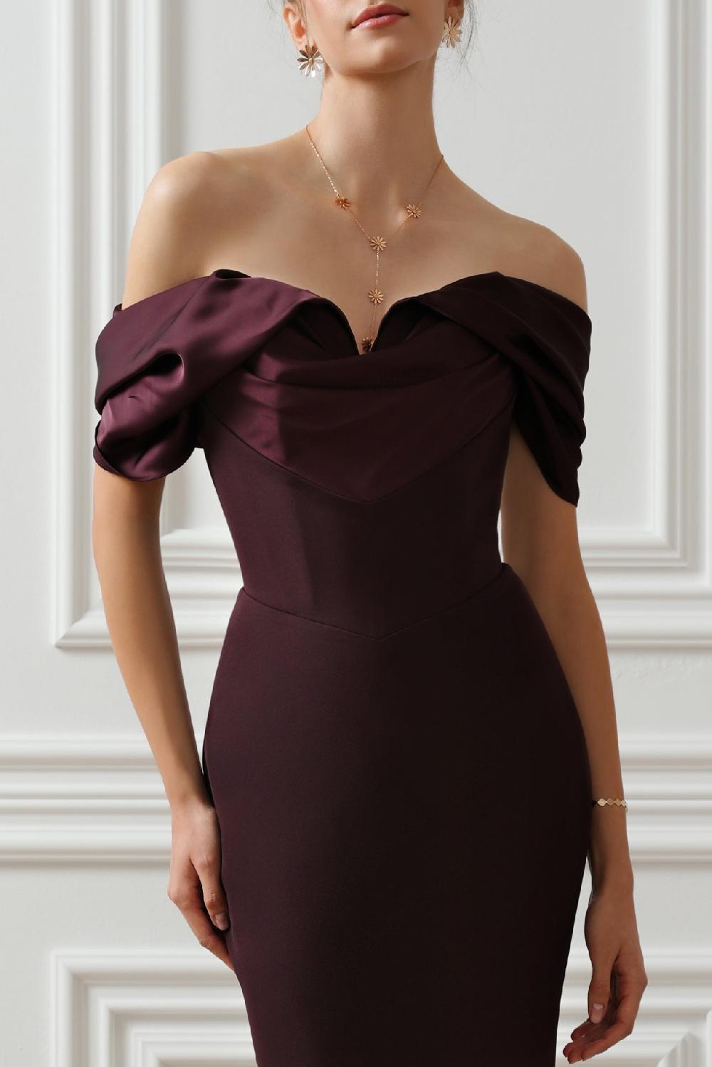 Rhea Costa North Long Dress In Merlot