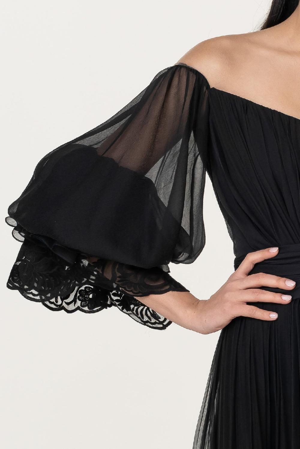 Rhea Costa Orla Boho Silk Black Short Dress