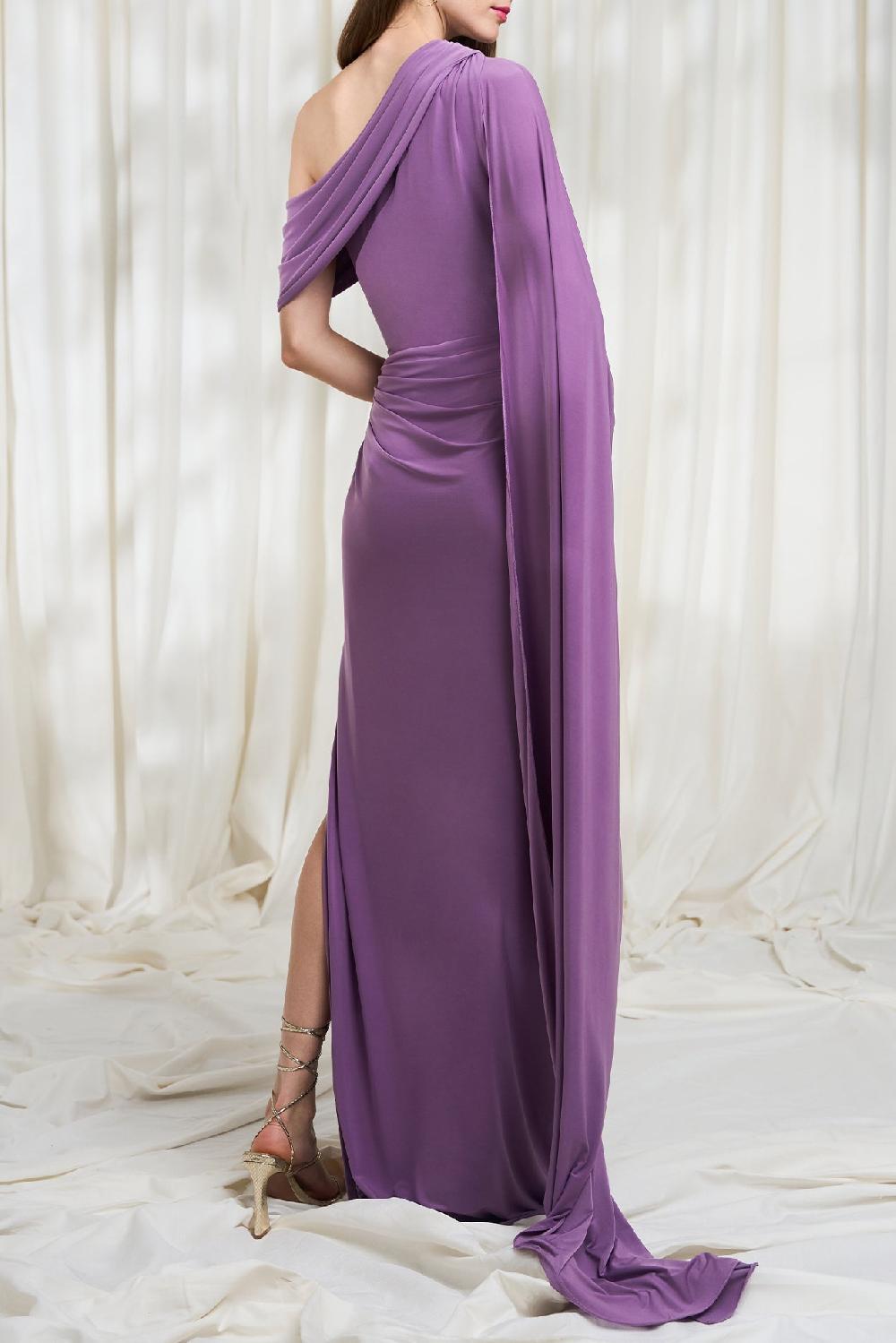 Rhea Costa Palmer Jersey Long Dress In Dusty-Lilac