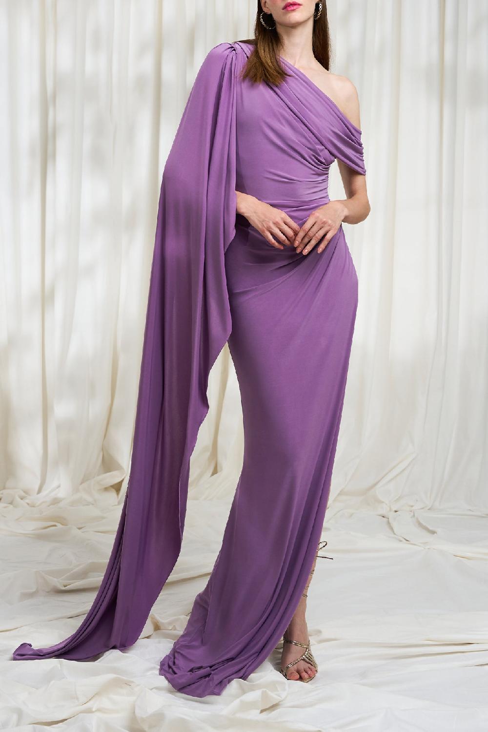 rhea costa Palmer Jersey Long Dress In Dusty-Lilac